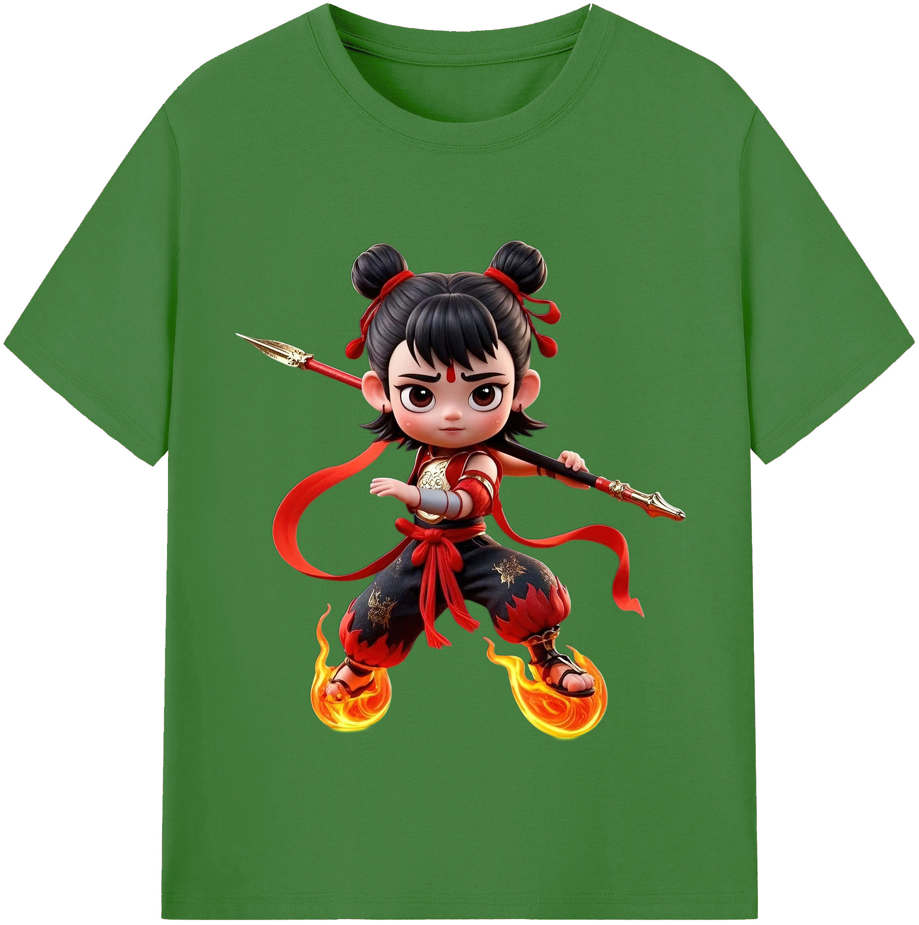 （画像用） Ne Zha 2 ナタ 魔童の大暴れ レディースカジュアルプリントTシャツ（綿100％）
